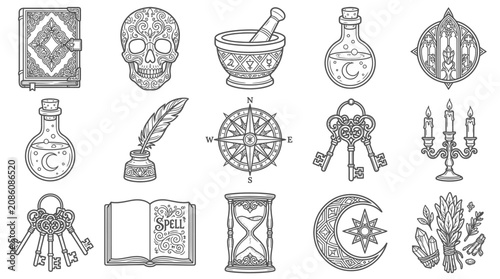 Witchcraft Symbols: Occult Objects, Magic, Mysticism, Esoteric Icons