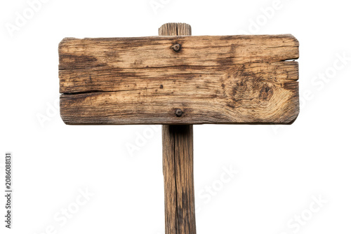 Rustic Wooden Blank Sign With Natural Grain And Knot On Stick Against Black Background