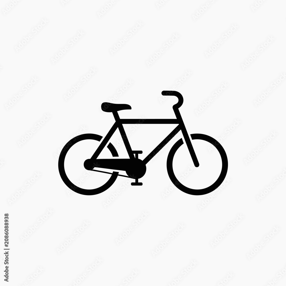 Fototapeta premium Simple Black Bicycle Icon on White Background