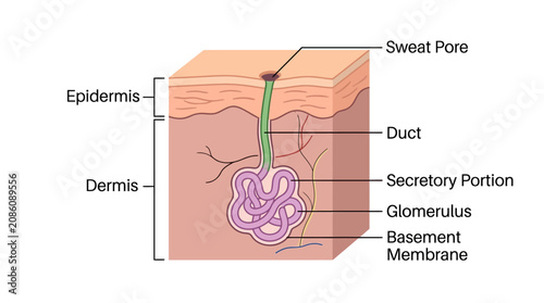 Bild auf Leinwand Human Skin Anatomy Sweat Gland Diagram