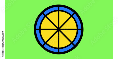 Circle abstract logo with yellow segments and blue ring