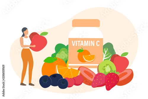 Vitamin C fruits and vegetable. Healthy eating, 
