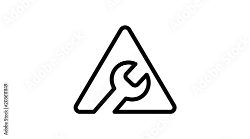 Canvas-taulu Black triangular warning sign with wrench icon.