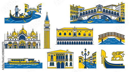 Φωτογραφία Venice Cityscape Collection: Gondola, Bridge, Basilica, Campanile, Palazzo