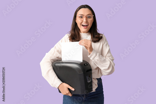 Secretary with shredder on ...