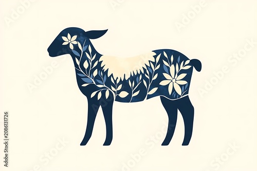 Intricate floral lamb silhouette