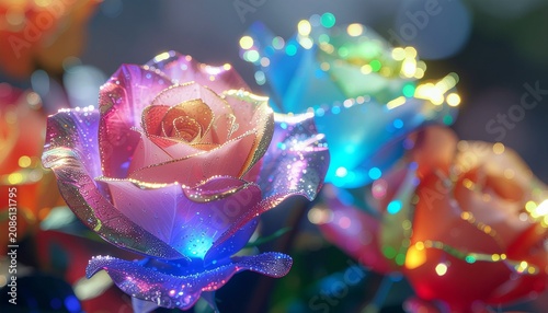 Rainbow Rose Prism Glow Background