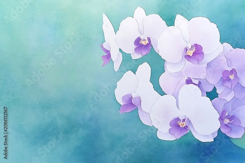 Delicate orchids on a gradient background