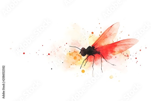Vibrant dragonfly in flight