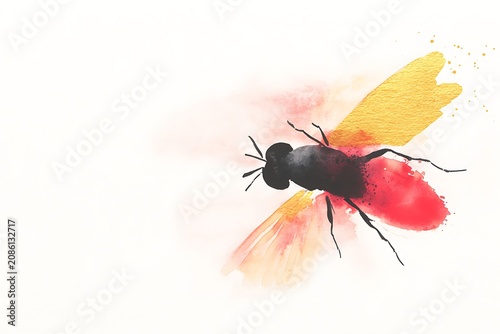 Vibrant dragonfly in flight