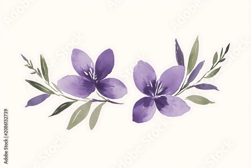 Delicate purple flowers with green leaves