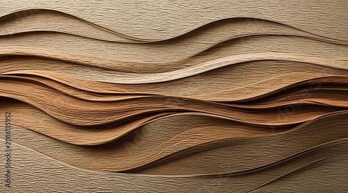 Abstract Wooden Flowing Waves Texture Background with Layered Organic Curves