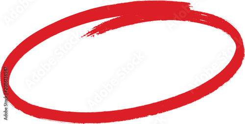 Bild auf Leinwand Red hand drawn circle brush stroke, vibrant marker highlight oval for emphasis,