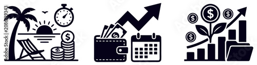 Financial planning and investment growth icons