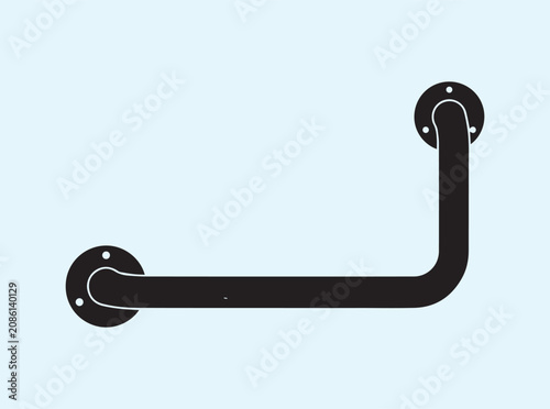 Distinct black geometric representation of a traditional L-shaped safety handrail
