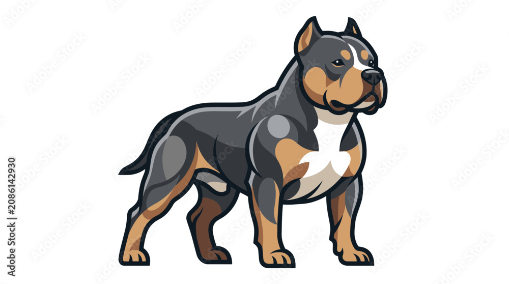 Obraz premium Illustration of a Strong and Playful Bulldog Dog.
