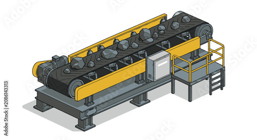 Quadro su tela Industrial conveyor belt system for material handling and processing