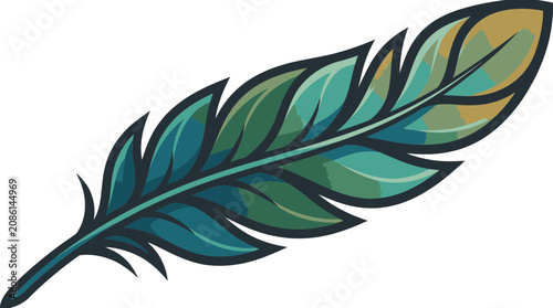 Colorful Artistic Feather Illustration with Detailed Design.
