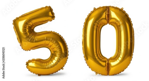 Golden shiny foil number fifty balloons