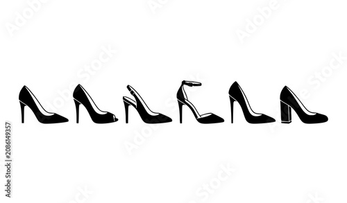 Obraz na plátně Mens Leather Footwear Outline Icons Collection with Editable Stroke Vector Set