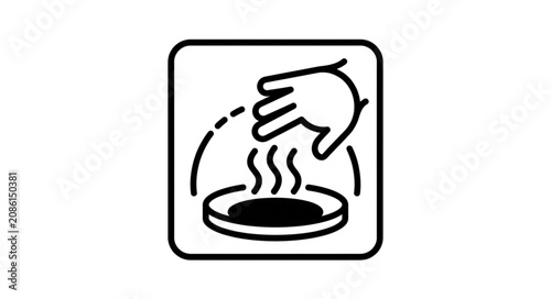 Canvas Print Hand holding hot pan with steam rising.