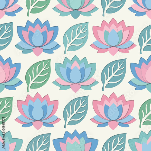 Pastel Lotus Flower Pattern Seamless Background