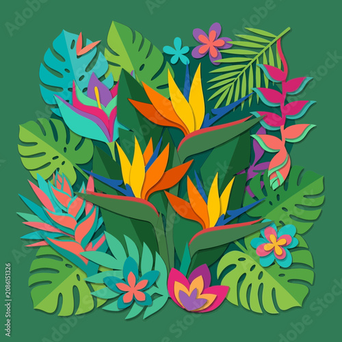 Tropical Paradise: Bird of Paradise Flowers and Exotic Foliage