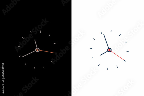Fotografi two-part wall clock with black and white background