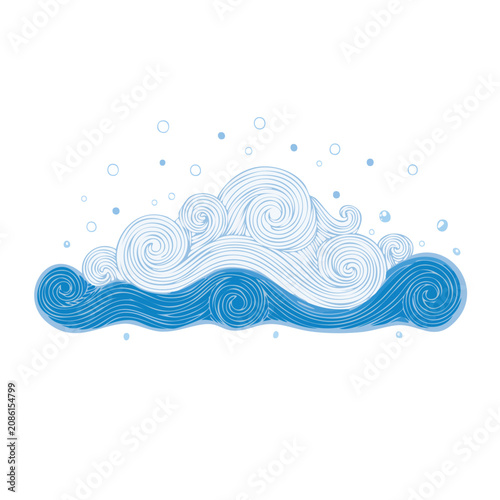 Stylized Blue Waves and Bubbles