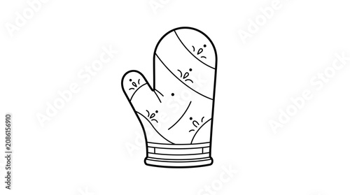 Simple Line Art Oven Mitt Icon