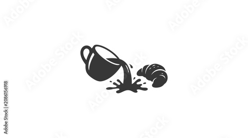 Spilled Coffee and Croissant Icon