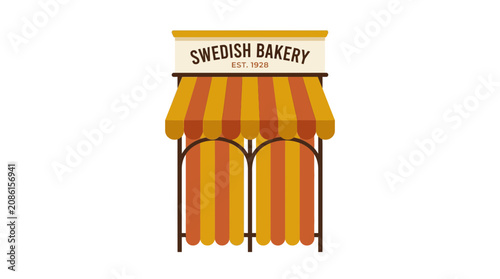 Swedish Bakery Storefront Signage Flat Vector Illustration
