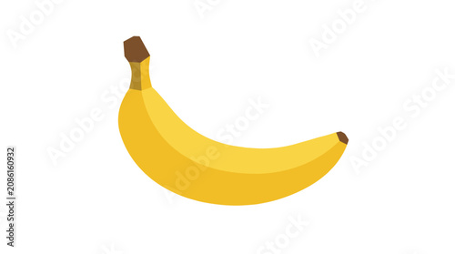 Fotografie A Single Yellow Banana: A ripe, yellow banana with a brown stem sits isolated against a clean backdrop, representing simplicity and natural goodness