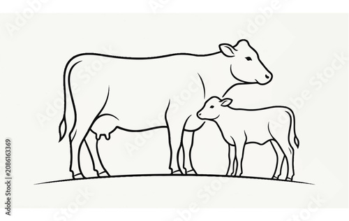 Cow and calf standing side by side 7.