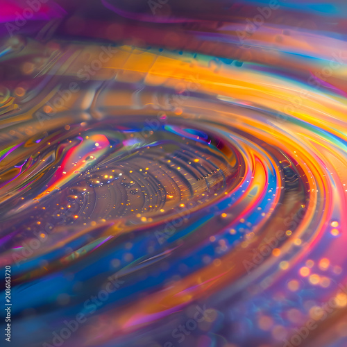 Iridescent soap bubble film surface macro colorful swirl