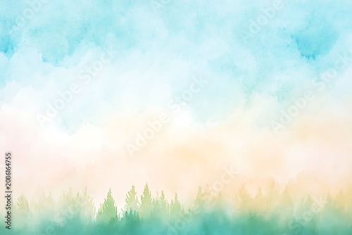 Serene sunrise over a misty forest