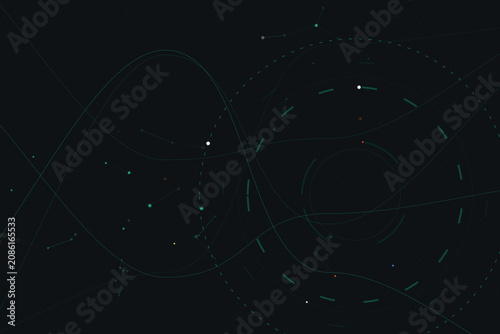 Canvastavla Celestial orbit paths with stellar trails on dark sky orbits trajectories lightt