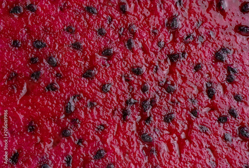 Extreme Macro Texture Background of Red Dragon Fruit Pitaya Flesh with Seeds