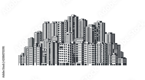 Black and White City Skyline Silhouette Illustration