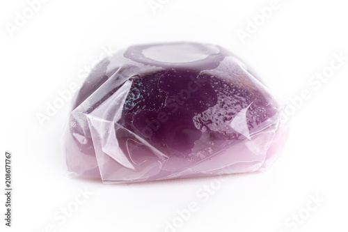 Kue Talam. Traditional Indonesian Purple Sweet Potato Steamed Cake Isolated