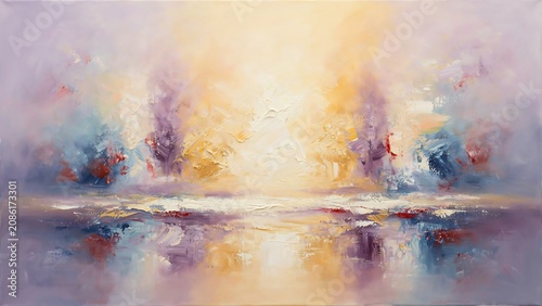 Abstract Painting with Warm and Cool Tones.