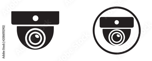 Canvastavla Security camera icons in flat style for home monitoring and private property surveillance web graphics