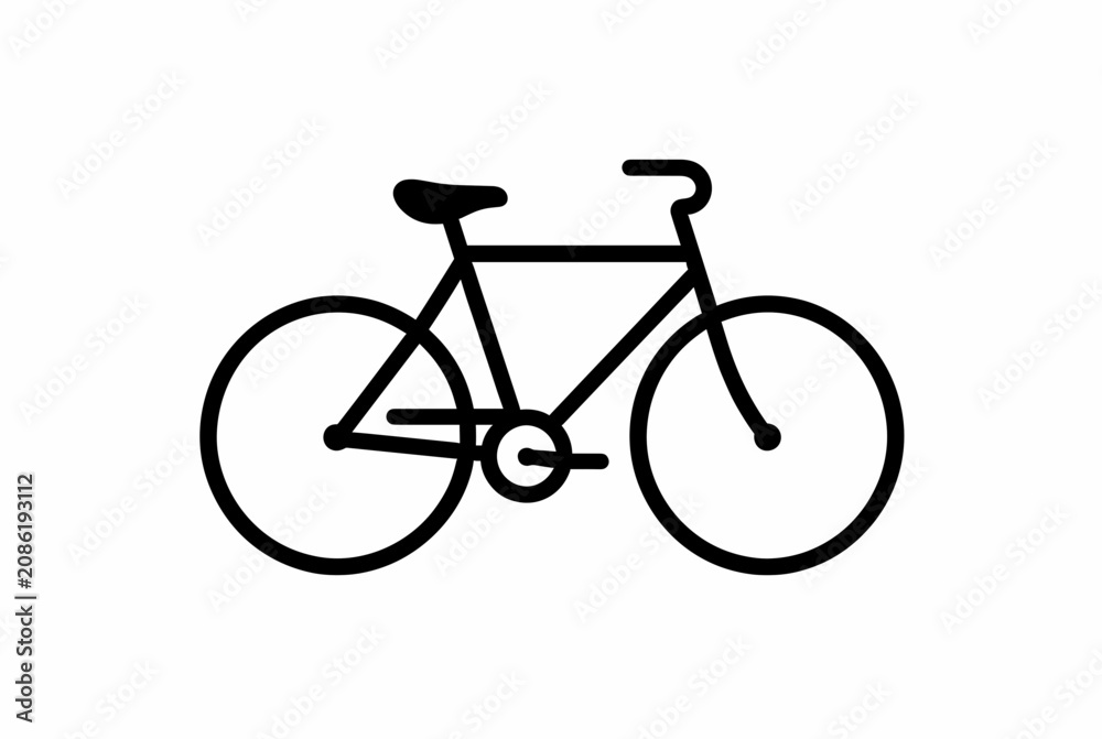 Obraz premium Black Line Art Bicycle Illustration on White Background