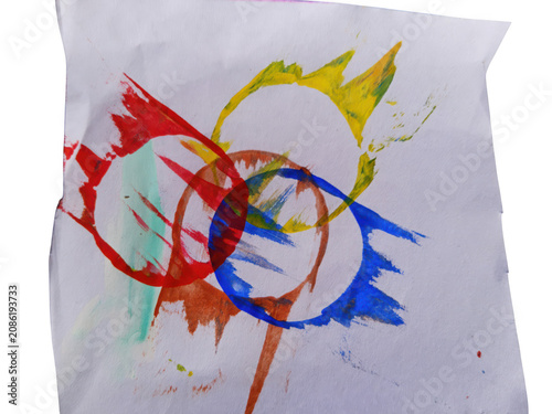 Colorful abstract paint splatter with circular motion