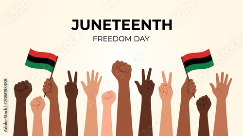 Hands raising celebrating juneteenth freedom day