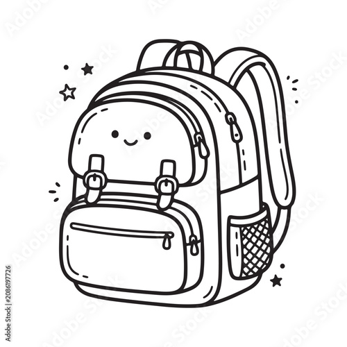 Cute Smiling Backpack Cartoon Character.
