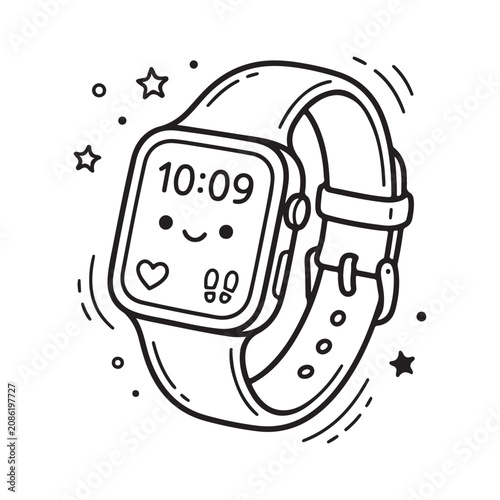 Smartwatch with Smiling Face Display.