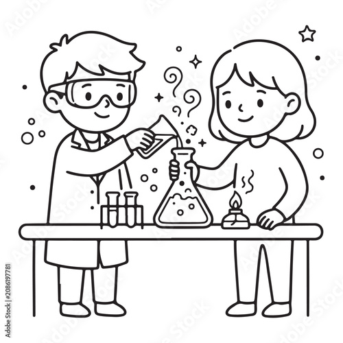 Two children conducting a science experiment.