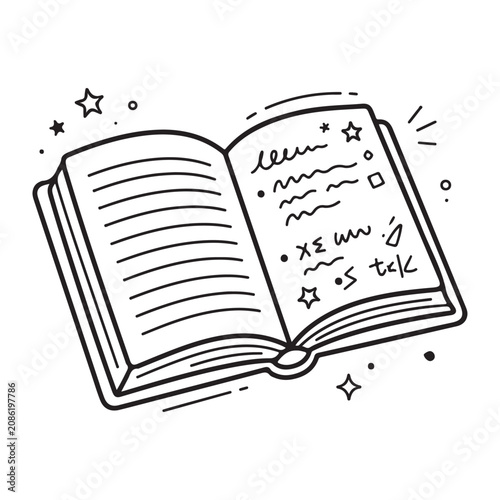 Open Book with Scribbled Notes.