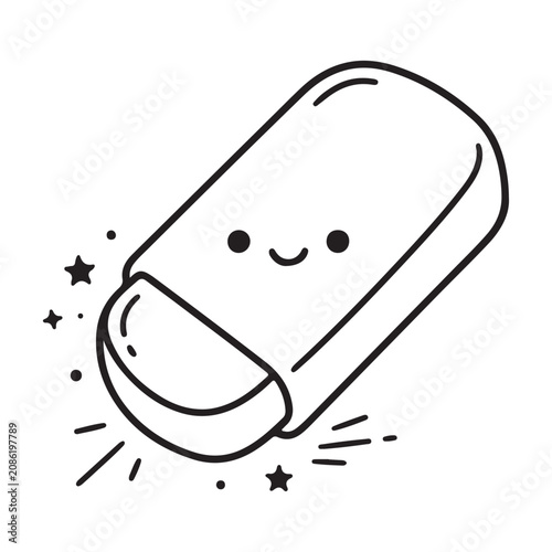 Smiling Cartoon Capsule Pill Icon.
